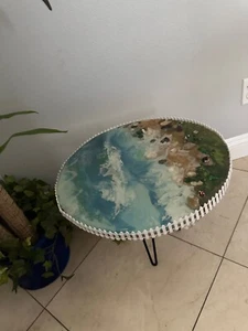 Handemade resin art sidetable blue and white color good for side table - Picture 1 of 3