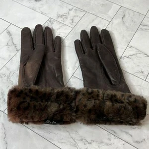 Wilsons Leather Womens Gloves Faux Fur Brown L LARGE - Picture 1 of 6