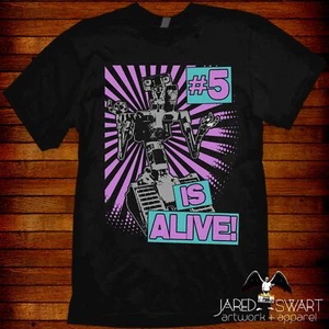 Kurzschluss T-Shirt #5 Is Alive 80er Jahre Film Retro tolles Geschenk mit Blu Ray DVD VHS - Bild 1 von 2