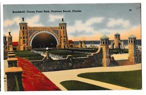 BANDSHELL Ocean Front Park Daytona Beach Florida FL Postcard Linen 1956 - Picture 1 of 2