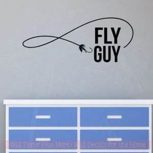 Calcomanías de vinilo Fly Guy arte pescador niños decoración de habitaciones pesca pegatinas de pared citas - Imagen 1 de 6
