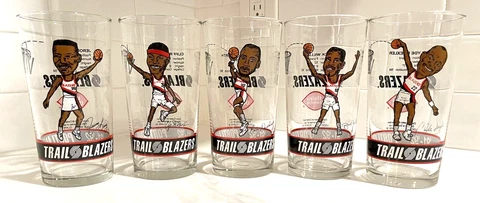 Portland Trail Blazers Vintage 91-92 Dairy Queen Collector Glasses Set of 5 Cover