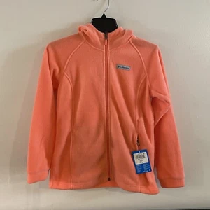 New Girls Columbia Fleece Hooded Jacket Large 14 / 16 Orange Coral - Picture 1 of 5