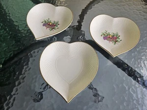 3 MIKASA Hueso China Corazón Baratija Joyería Plato de Caramelo Borde Dorado Espíritu de Navidad  - Imagen 1 de 14