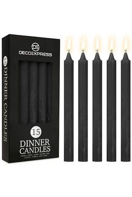 Deco Express Set of 15 Taper Rustic Dinner Candles Home Table Decor - Image 1 of 4