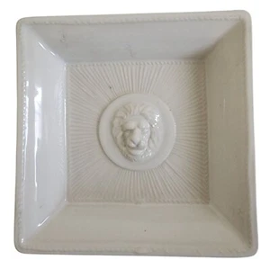 Juliska Courage Lion Pottery Dish White Square Trinket Bowl Tray Gift Box - Picture 1 of 8