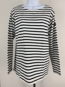 Top manga larga de algodón a rayas azul marino y blanco BATELA Sea Style para mujer talla 14/16 - Imagen 1 de 6