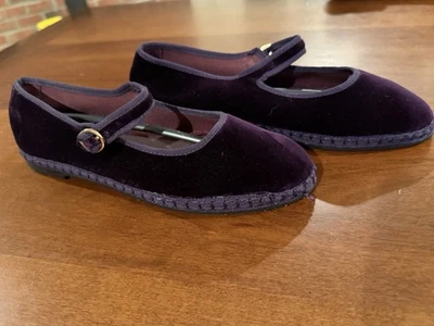 Flabelus Berenjena Terciopelo Mary Jane Plano EU41 US 10 Negro Hecho a Mano en España Foto 1 de 4