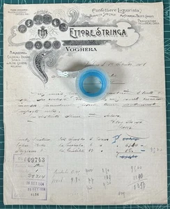 Rara Fattura Confettiere Liquorista Ettore STRINGA-Voghera 1904 - Imagen 1 de 1