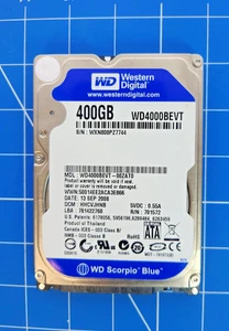 WD Scorpio Blue WD4000BEVT-00ZAT0 400GB 2.5" HD DCM: HHCVJBN WD4000BEVT - Imagen 1 de 3
