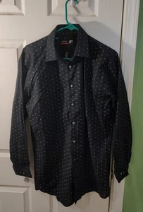 J. Ferrar Elasticizzato Slim Nero con Motivo a Punti Croce Rossa - Taglia Large 16-16 1/2 - Foto 1 di 4