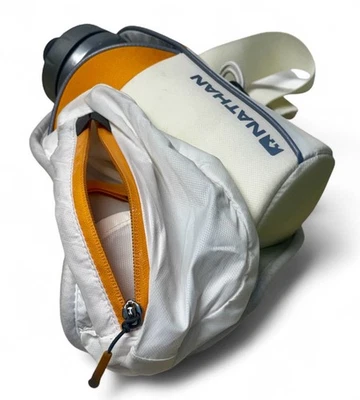 Cinturón ajustable Nathan Elite con botella de 22 oz naranja y blanco Foto 1 de 4