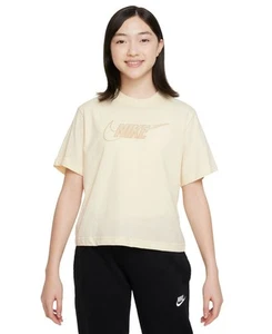 Nike Big Girls Cotton Boxy T-shirt Beige M 1012 - Picture 1 of 1