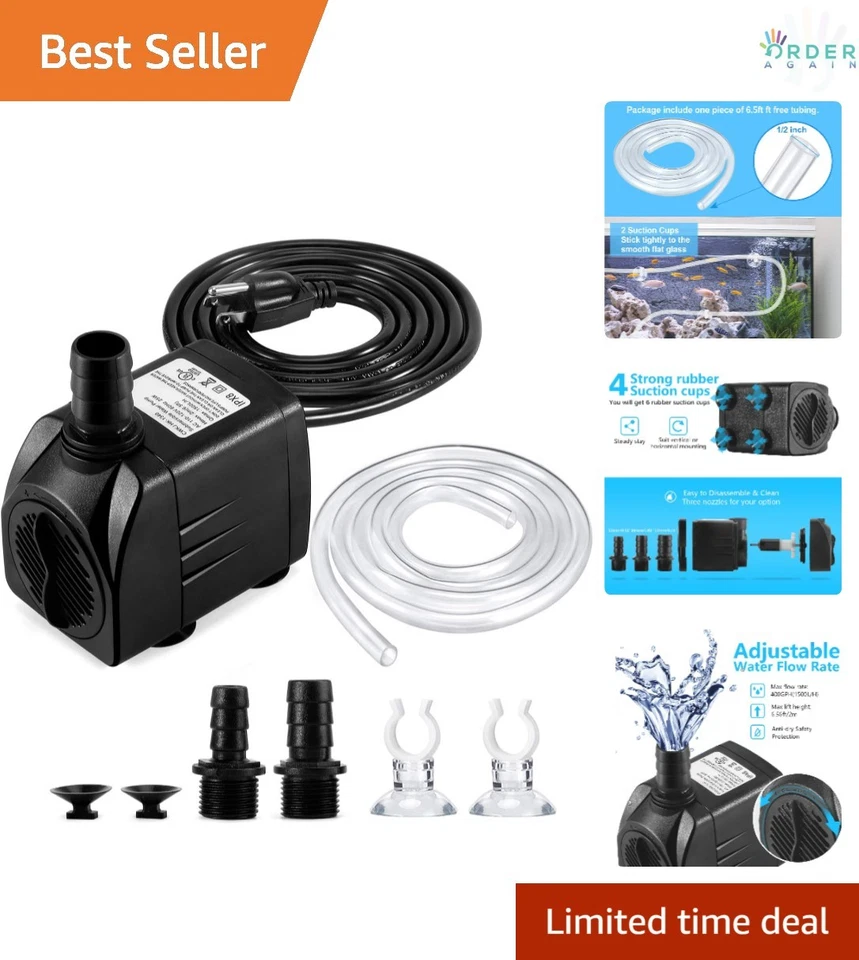 Cwkj Fountain Pump 400gph25w 1500l/h Submersible Water Pump Durable Outdoor ID