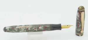 Fifth Avenue by Parker Grey & Red Pearl Marble & Gold Fountain Pen - 1930's - Picture 1 of 5