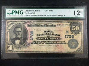Billete de banco nacional de $50 de 1902, OTTUMWA, IOWA, PMG F12 neto - Imagen 1 de 2