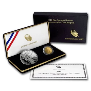 2012-W 2-Coin Commem Star Spangled Banner Proof Set (w/Box & COA) - Picture 1 of 5