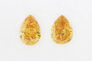 0.49 Carat - 2 Natural Loose Diamond Set Orange Color Pear Shape SI2-I1 Clarity - Picture 1 of 6