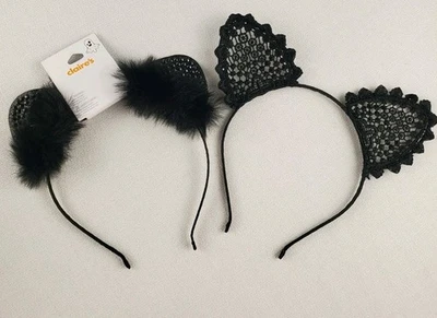 2 diademas negras orejas de gato para mujer tocados de Halloween para adultos o adolescentes Foto 1 de 4