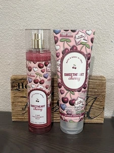 Bath & Body Works Sweetheart Cherry Body Spray & Mist And Body Cream Set Of 2 - Picture 1 of 1