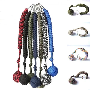 Strength Paracord Steel Ball Black Monkey Fist Keychain Outdoor Hiking - Picture 1 of 32