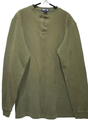 Lands’ End Hombre Grande Alto 100% Algodón Térmico Henley Verde Oliva Heritage Foto 1 de 4
