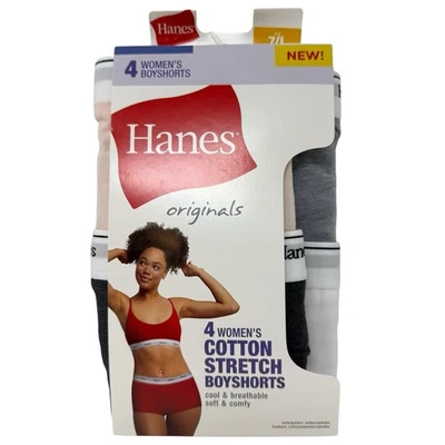 Pantalones Cortos Hanes Originals Mujer Talla Grande 7 Algodón Elastizados Ropa Interior Transpirable Foto 1 de 4