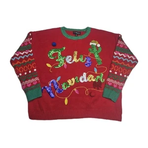 33 Grad Gr. XL Weihnachtspullover Feliz Navidad Glocke Lichter Kaktus Acrilic/Poly - Bild 1 von 24