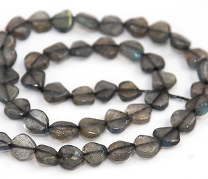 STRAND SPARKLY LABRADORITE HAND CUT HEART BEADS, 7 MM, GEMSTONE - Picture 1 of 1
