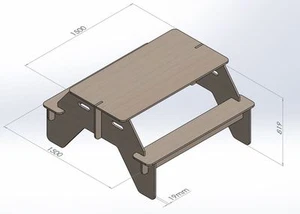 Table With Benches - Project To Cut on CNC Router Vector DXF File Woodwork 050 - Picture 1 of 5