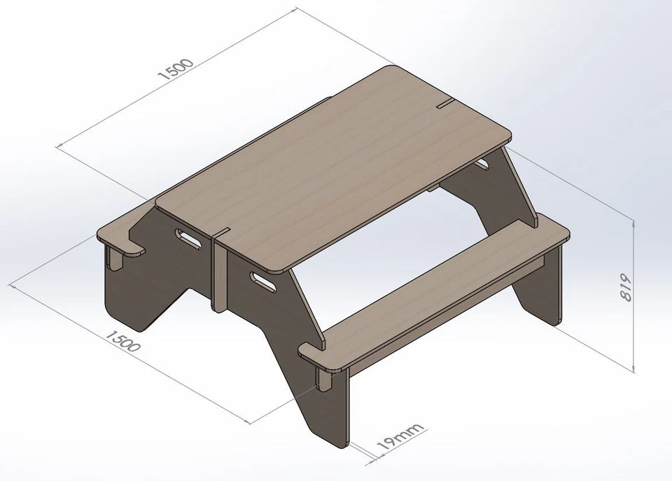 Table With Benches - Project To Cut on CNC Router Vector DXF File Woodwork 050 - Image 1 of 4