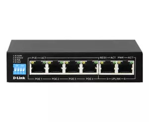 D-Link 6-Port Unmanaged PoE Switch with 4 PoE RJ45 and 2 Uplink RJ45 Ports - Picture 1 of 3