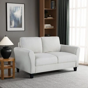 New Modern Alexa 3-Seat Curved Arm Loveseat Sofa Couch Living Room Furniture - Picture 1 of 6