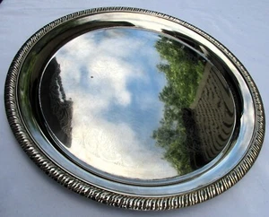 Vintage Silver Plated Serving Tray Embossed Round Gadroon Made in Hong Kong 12¼" - Picture 1 of 19