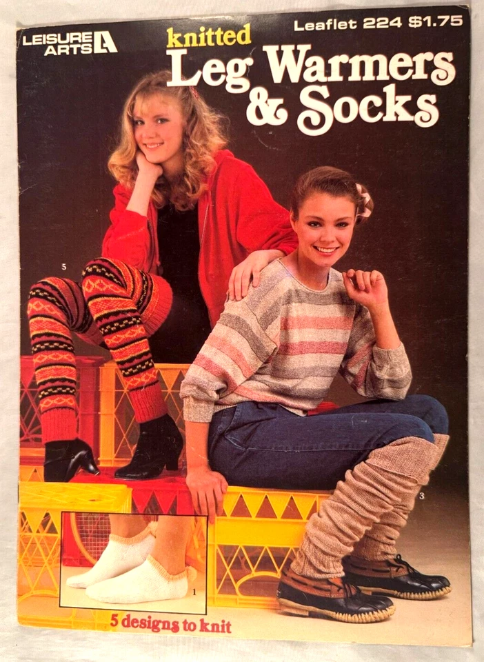 Knitted Leg Warmers & Socks - Leisure Arts #224 - 5 Knit Patterns - Image 1 of 2