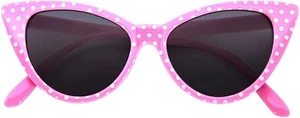GAFAS DE SOL OJOS DE GATO MARCO ROSA LUNARES BLANCAS LENTES DE HUMO MUJER UV400 CATEYE - Imagen 1 de 3