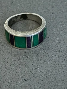 Blau & grün Tigerauge Silber Ring für Damen Größe 8 - Bild 1 von 8