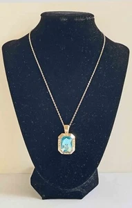 Collar colgante de topacio azul cielo y cristal claro/blanco con cadena plateada de 17""-20 - Imagen 1 de 10