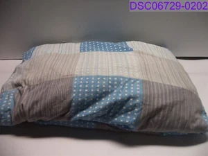 Used Duvet Cover Brown, Tan, Blue Patchwork Style Print Button Closure 6' x 56" - Picture 1 of 2
