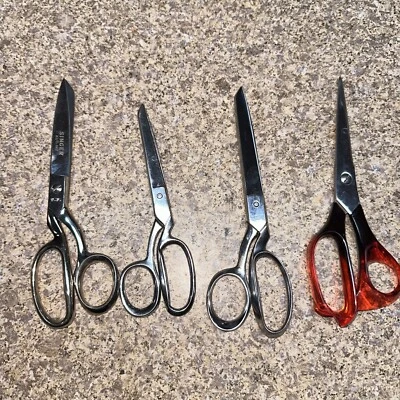 Lot 4 Scissors 3-8” Singer Brazil  1576 Kut-Nit,Penney’s Italy+Japan,7” Farr USA - Image 1 of 4