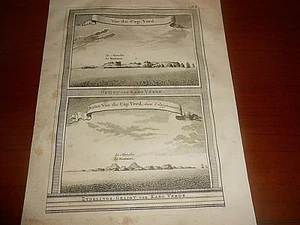 1760 PREVOST COPPER PLATE TWO VIEWS OF ISLAND OF CAPE VERDE AUTHOR: J.Y.SCHLEY - Picture 1 of 4