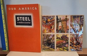1942 OUR AMERICA STEEL Coca-Cola Coke Education Workbook Stickers Schools - Picture 1 of 5