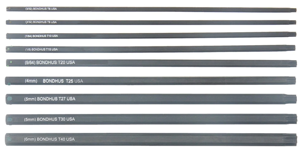 Bondhus 34099 PHTX9-6 T8 to T40, 6-Inch Long, Star ProHold Socket Bits, 9Pc  - Image 1 of 1