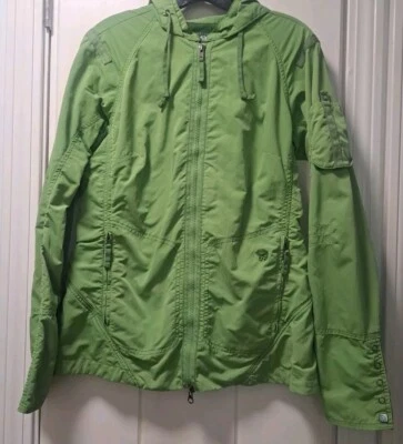Mountain Hardware Womens Size 8 Green Full Zip Slicker Rain Jacket Pockets Snaps - Image 1 of 4