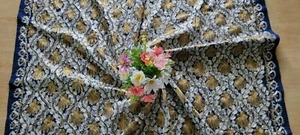 Tablecloth blue Linen with 4 Napkins ,for square Tables Handmade.Size 45 X 38 in - Picture 1 of 12
