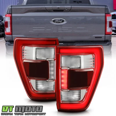 For 2021-2023 Ford F150 Chrome LED Tail Light Lamp With Blind Spot Left + Right - Image 1 of 4