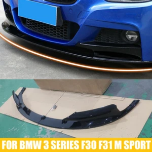 Set For BMW 3 Series F30 F31 12~18 M Sport Gloss Black Front Bumper Splitter Lip - Picture 1 of 12