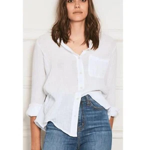 Camicia Felicite Classic Boyfriend Top Garza con bottoni bianca taglia large - Foto 1 di 10