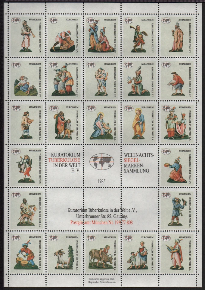 ✔️ GERMANY Tuberculosis stamps 1985. complete sheet PERFORATED - Image 1 of 1