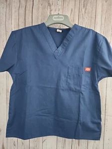Dickies Scrubs Top Only Blue Short Sleeve V-Neck Sz Extra Small XS Women or Men! - Picture 1 of 10